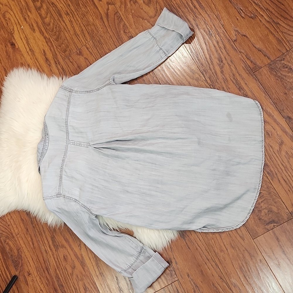 Cloth & Stone Gray 3/4 Sleeve Button Up Womens Bliuse - Picture 3 of 4